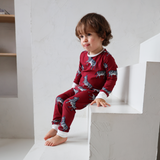 Children's PJ Set Burgundy Zebra