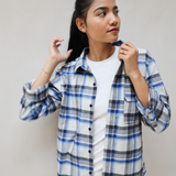 Dad & Mini Flannel Overshirt Set - Blue Check