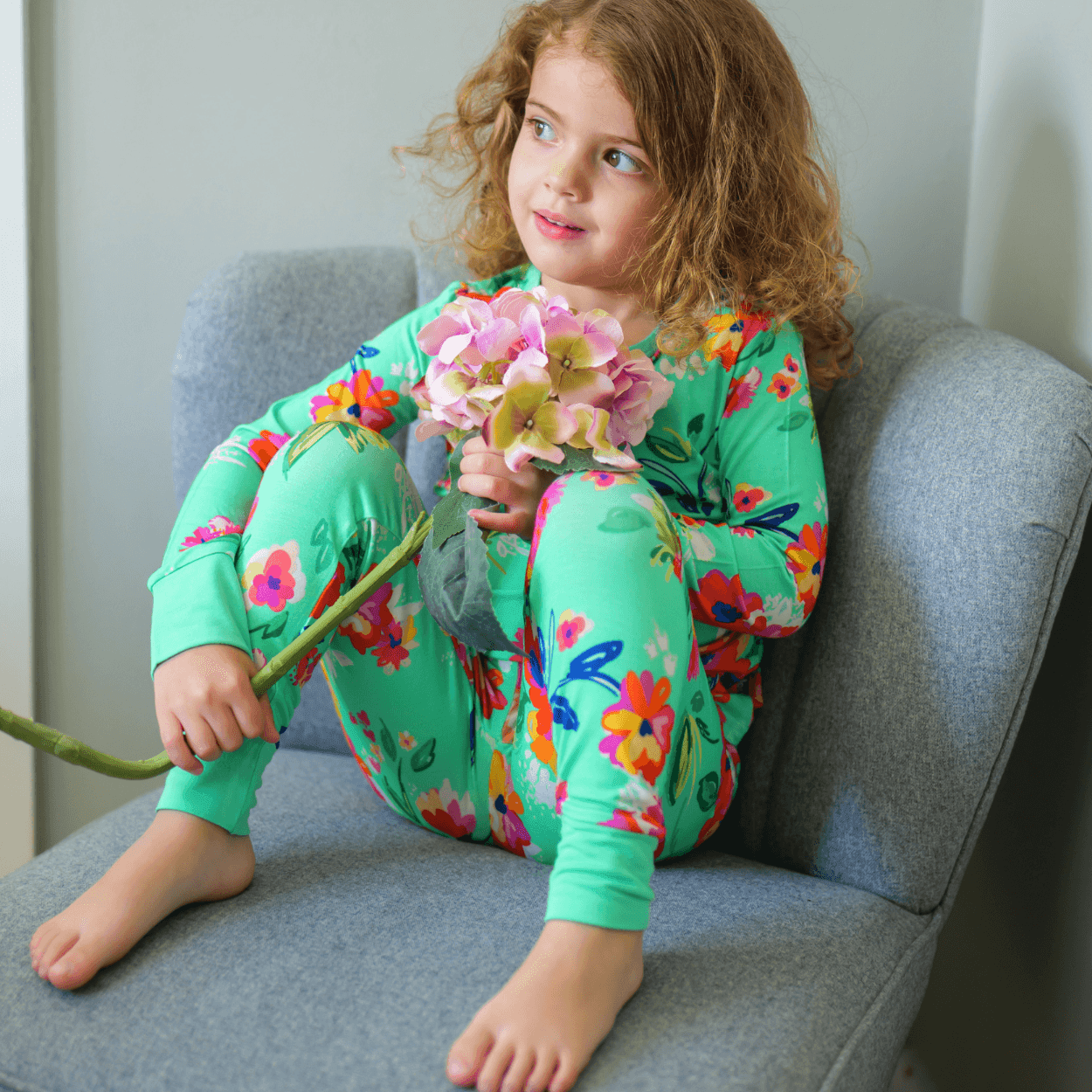 Children's PJ Set Floral - Zipster